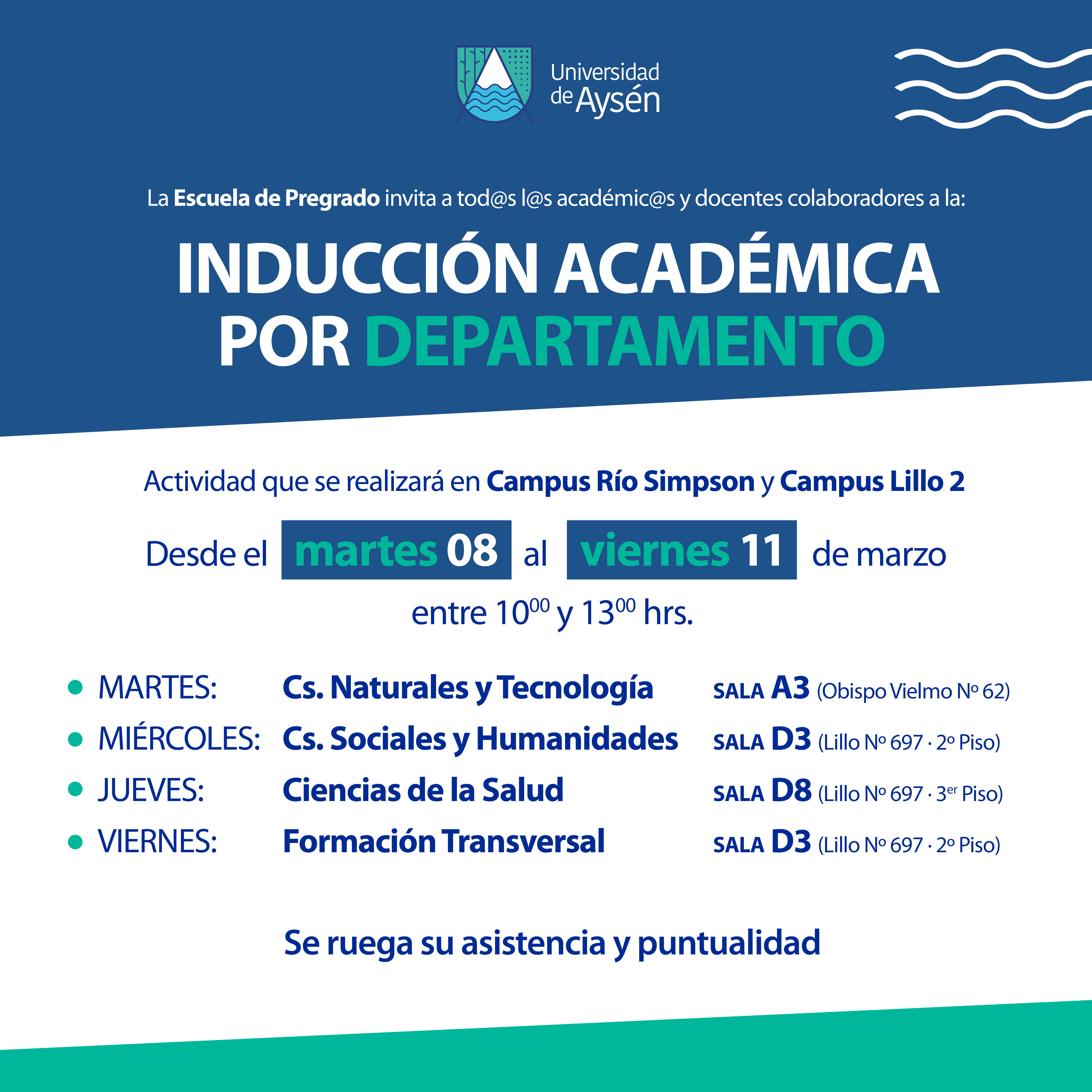 Inducción Académica por Departamento