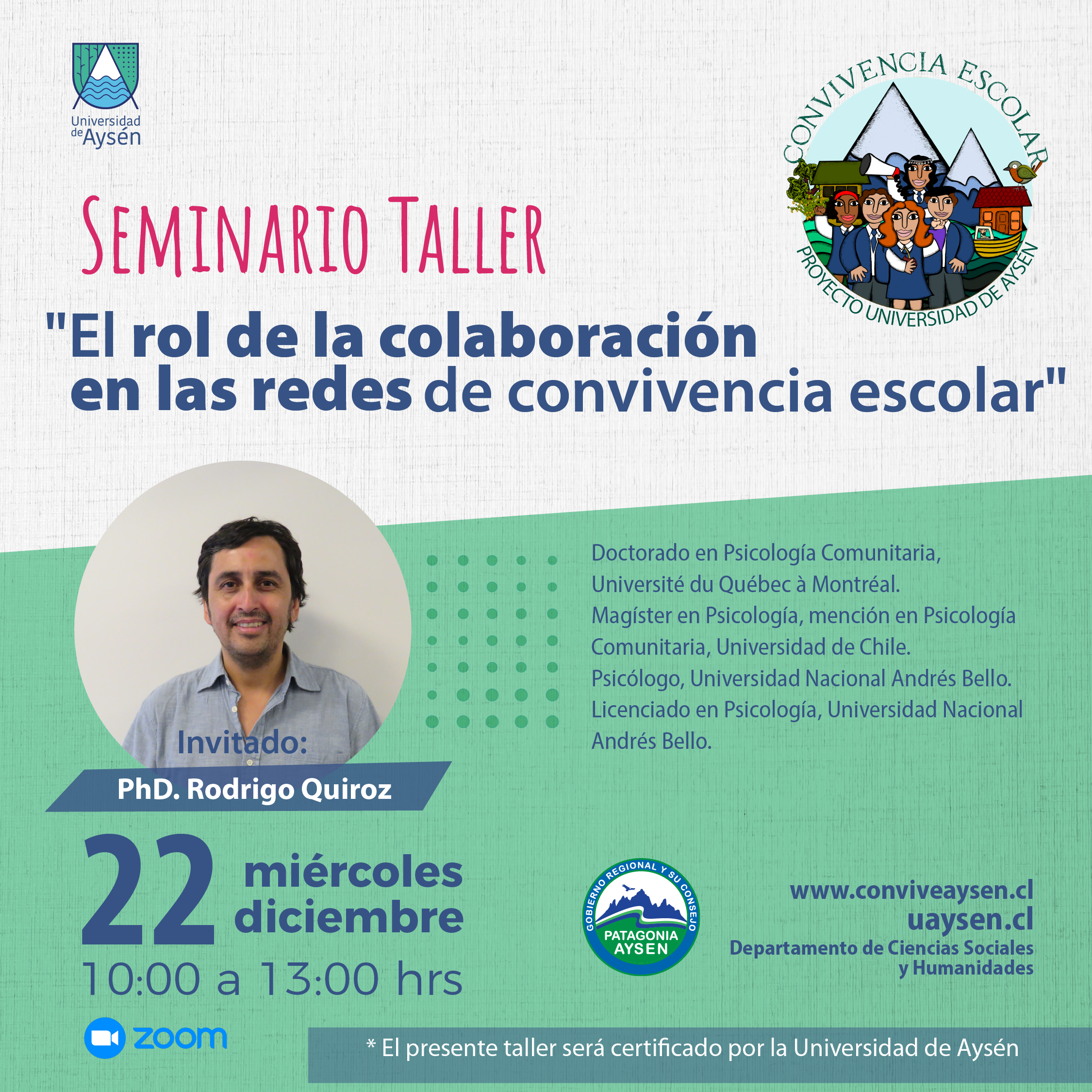 Psicología UAysén realizará seminario para promover la conformación de una Red por la Convivencia Escolar